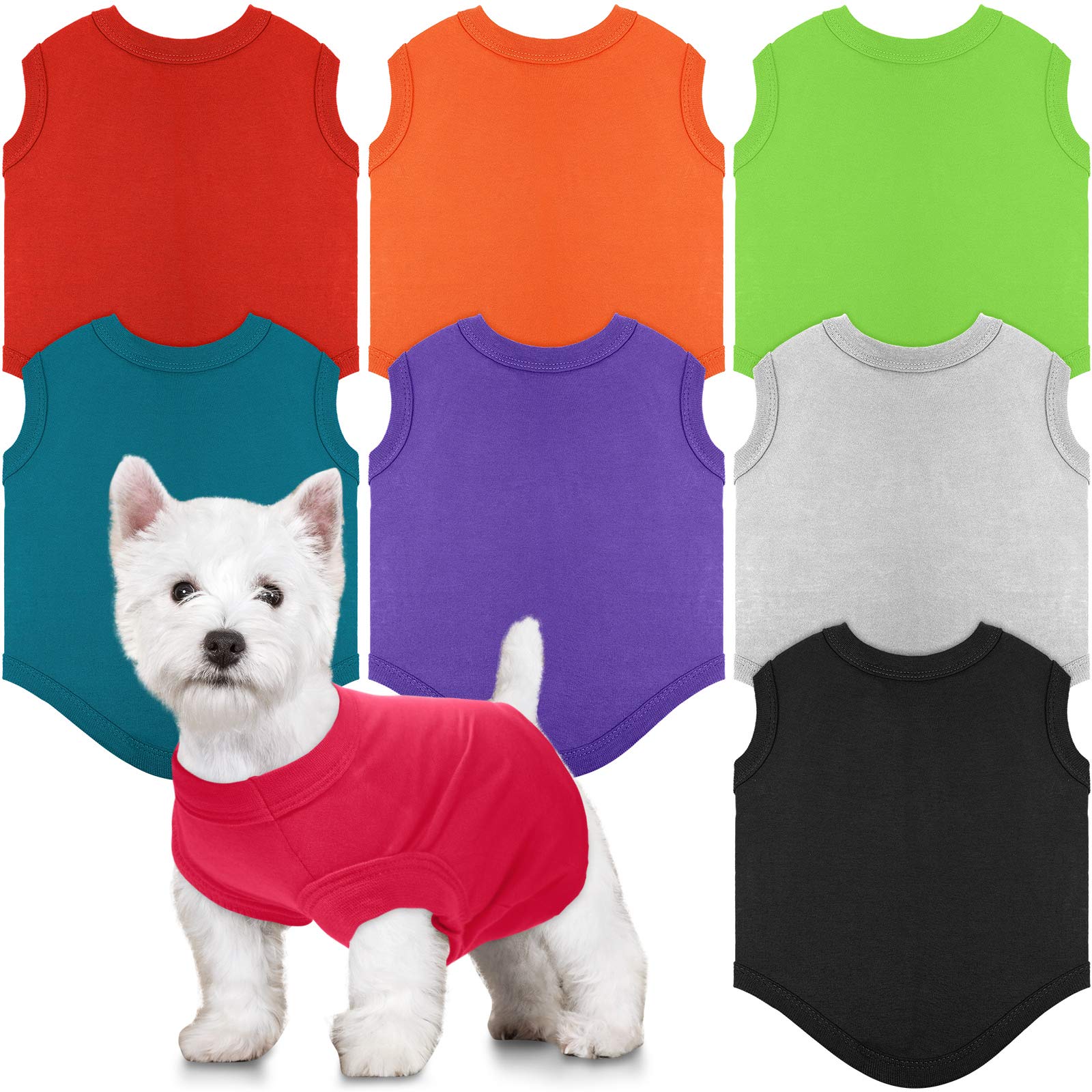 Syhood 8 Pcs Dog Shirts Pet Puppy Blank Clothes Soft Dog T-Shirt Breathable Plain Spring Summer Male Female Pet Shirts Cotton Pu